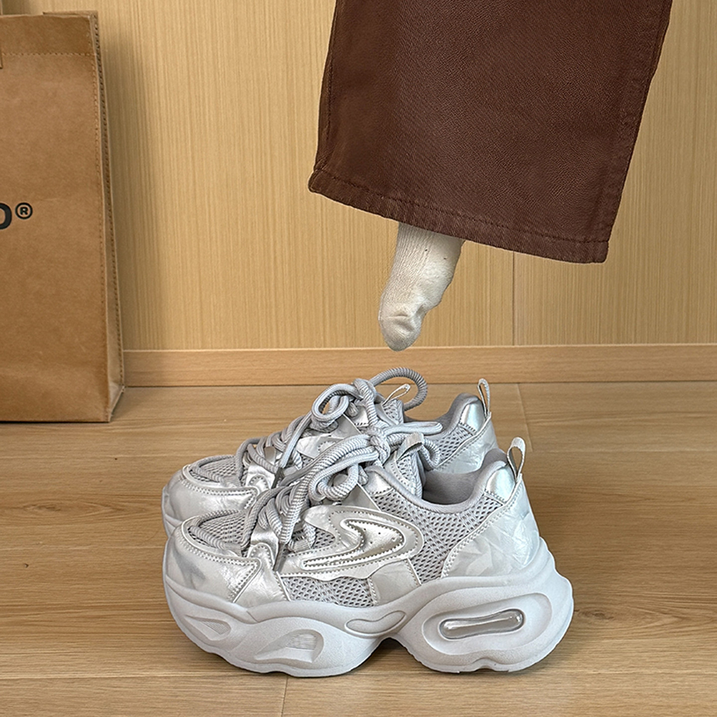 超火松糕厚底老爹鞋女小个子增高2026新款春季百搭灰色运动休闲鞋,女鞋,时尚休闲鞋,淘宝优惠券,粉丝福利购,淘宝优惠卷