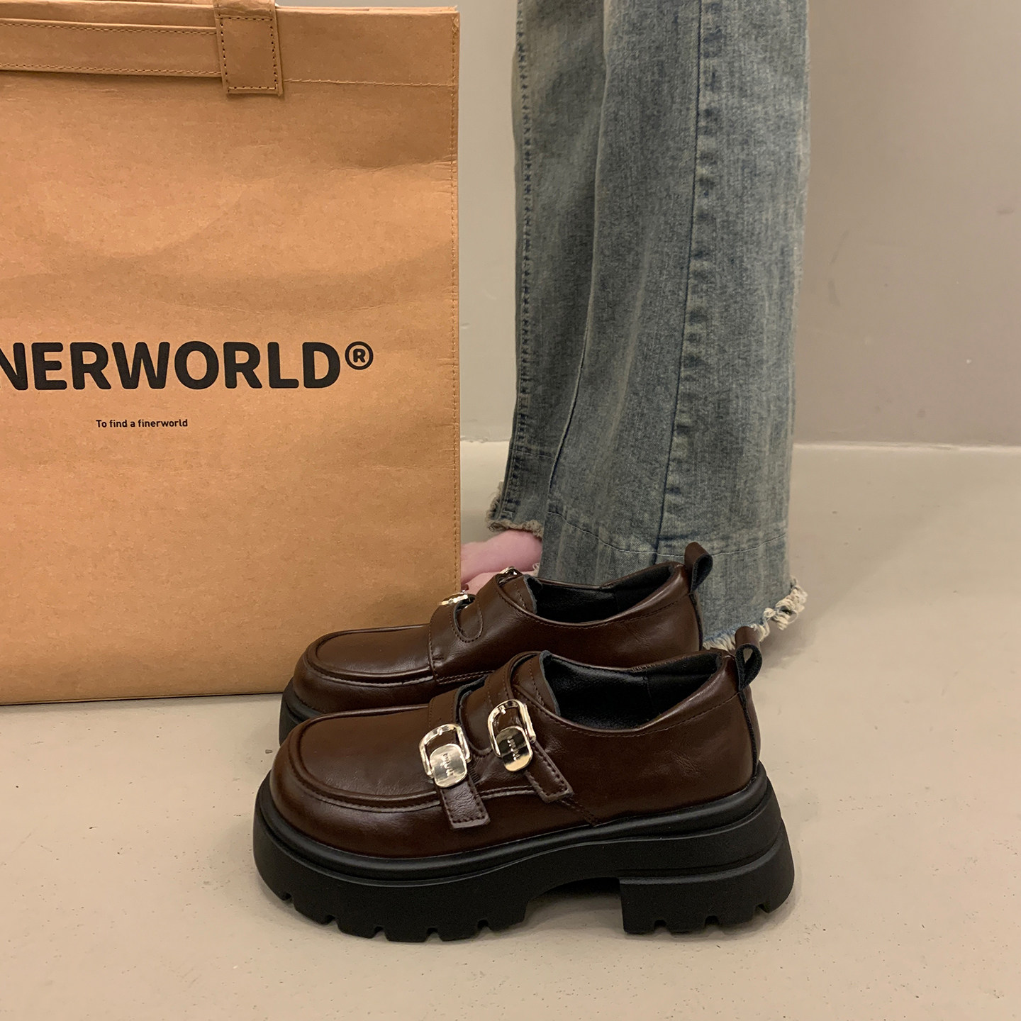 百搭英伦黑色厚底小皮鞋女法式深口单鞋2026新款春秋乐福玛丽珍鞋,女鞋,深口单鞋,淘宝优惠券,粉丝福利购,淘宝优惠卷