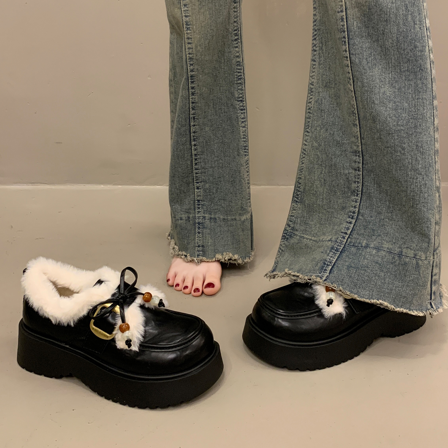 增高小皮鞋女法式玛丽珍深口单鞋