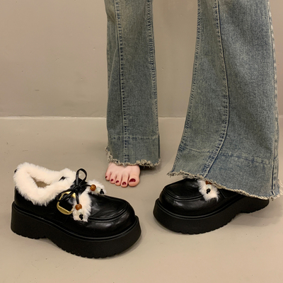 增高小皮鞋女法式玛丽珍深口单鞋