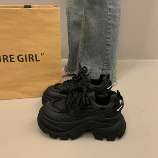 运动休闲鞋 秋冬欧货爆款 女小个子增高2025新款 超火松糕厚底老爹鞋