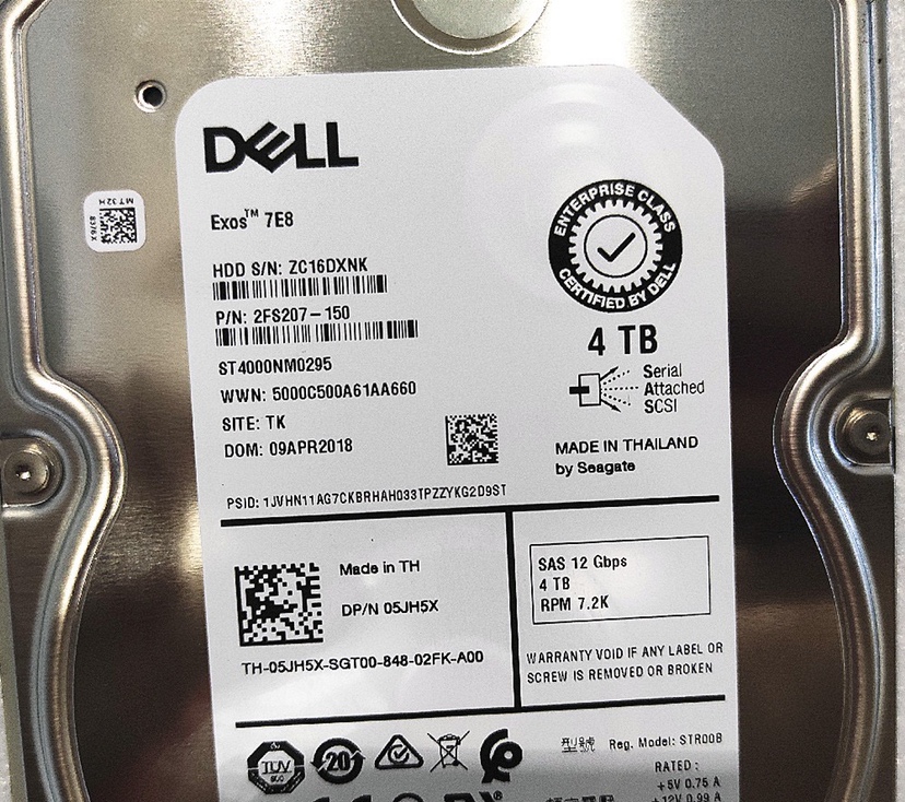 Dell/戴尔 05JH5X ST4000NM0295 4T SAS 3.5 7.2K 12G 硬盘