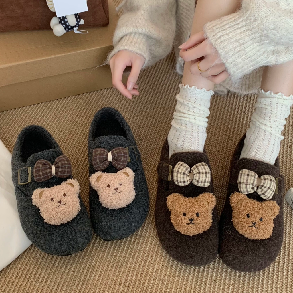 勃肯鞋女加绒单鞋2025年秋冬新款厚底松糕一脚蹬乐福鞋全包博肯鞋