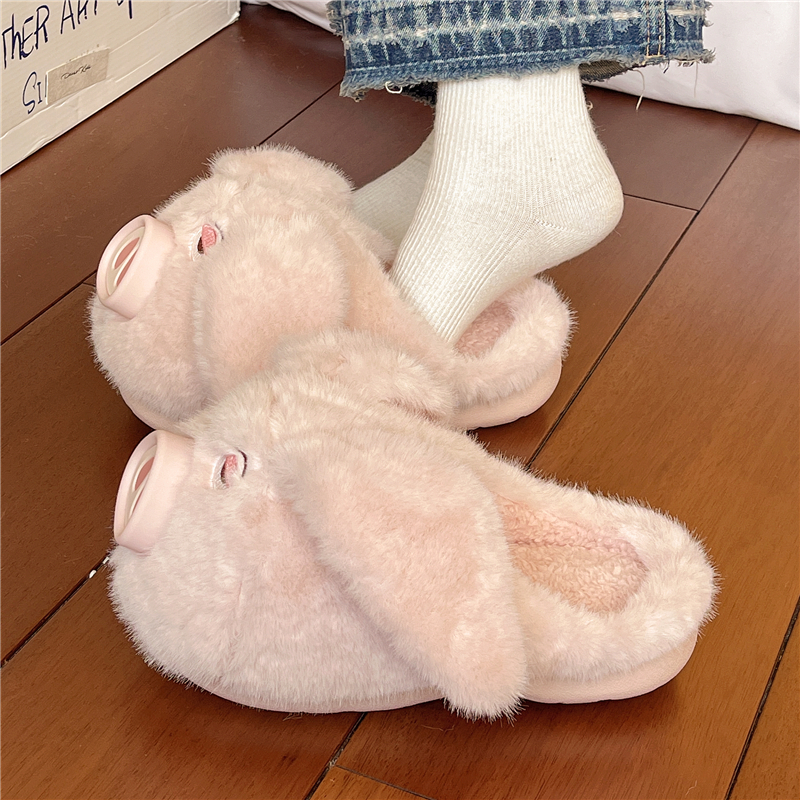 猪猪女孩！可爱到冒泡！超厚保暖居家棉拖鞋女外穿冬季加绒棉拖鞋
