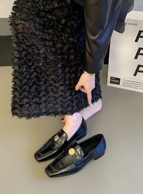 复古森系美拉德棕色深口小皮鞋女2026春秋软底单鞋一脚蹬穆勒鞋子