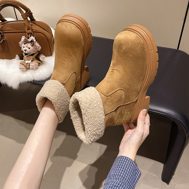 巨好看的小短靴女厚底加绒保暖2025冬季新款爆款超火洋气冬天靴子