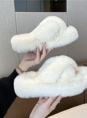 毛毛拖鞋女外穿2025新款韩版ins潮鞋秋冬季厚底棉拖鞋子春夏季潮