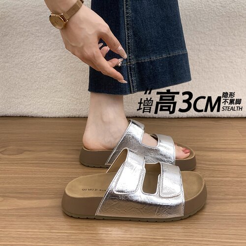 复古勃肯一字拖女夏外穿厚底皮带扣高级感百搭凉拖鞋海边沙滩凉鞋