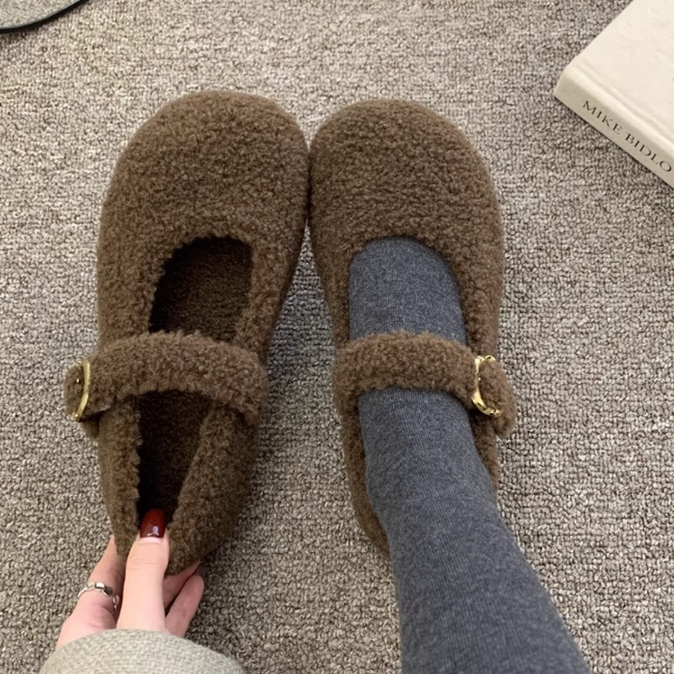 网红毛毛单鞋女2025新款秋冬季加绒女款鞋子百搭孕妇平底软底棉鞋,女鞋,浅口单鞋,淘宝优惠券,粉丝福利购,淘宝优惠卷