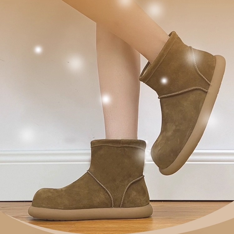 雪地靴女2025新款冬季皮毛一体加绒加厚短靴时尚套筒保暖毛毛棉鞋