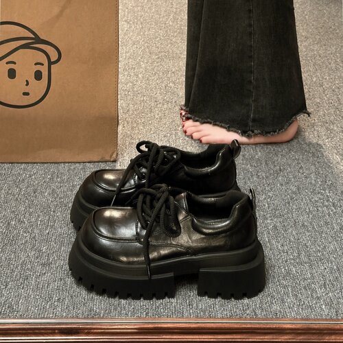 厚底增高大头系带小皮鞋女2026新款秋季百搭英伦风jk乐福鞋子单鞋