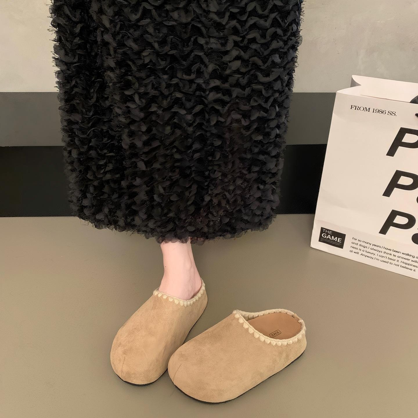 复古刺绣勃肯鞋包头半拖鞋女外穿2025秋季新款厚底内增高博肯单鞋