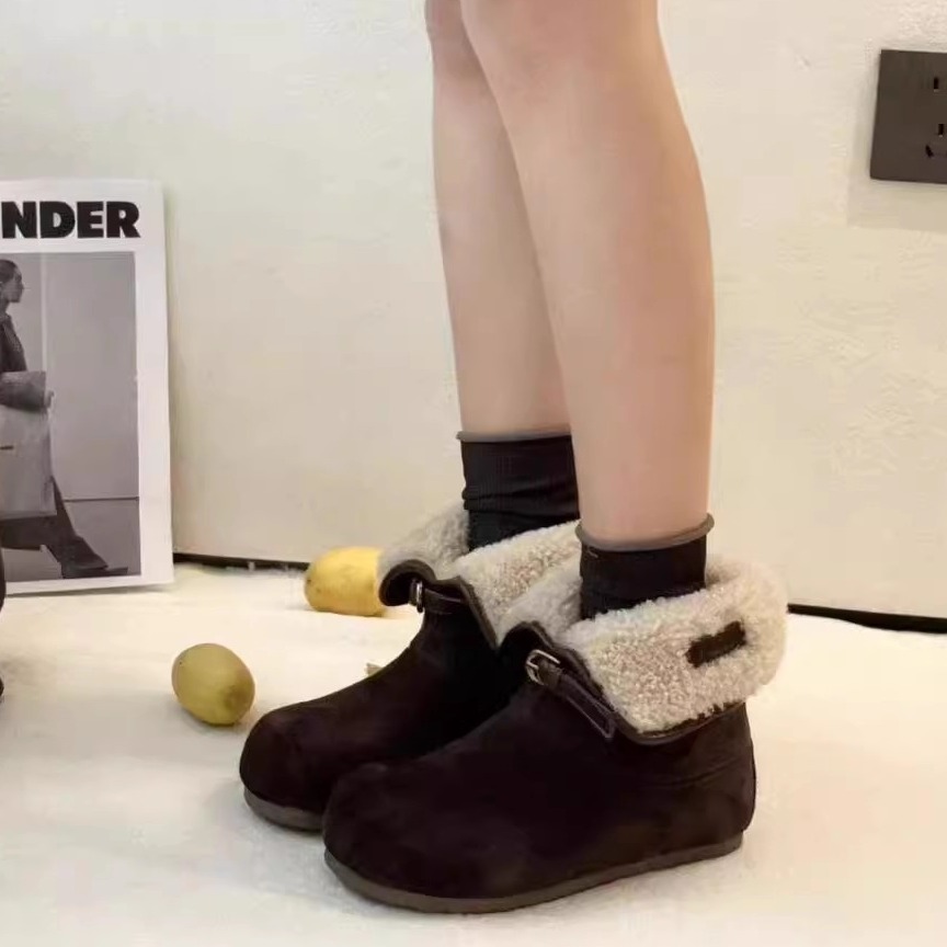 雪地靴女冬季新款两穿厚底增高百搭毛毛鞋加绒加厚保暖勃肯鞋棉鞋