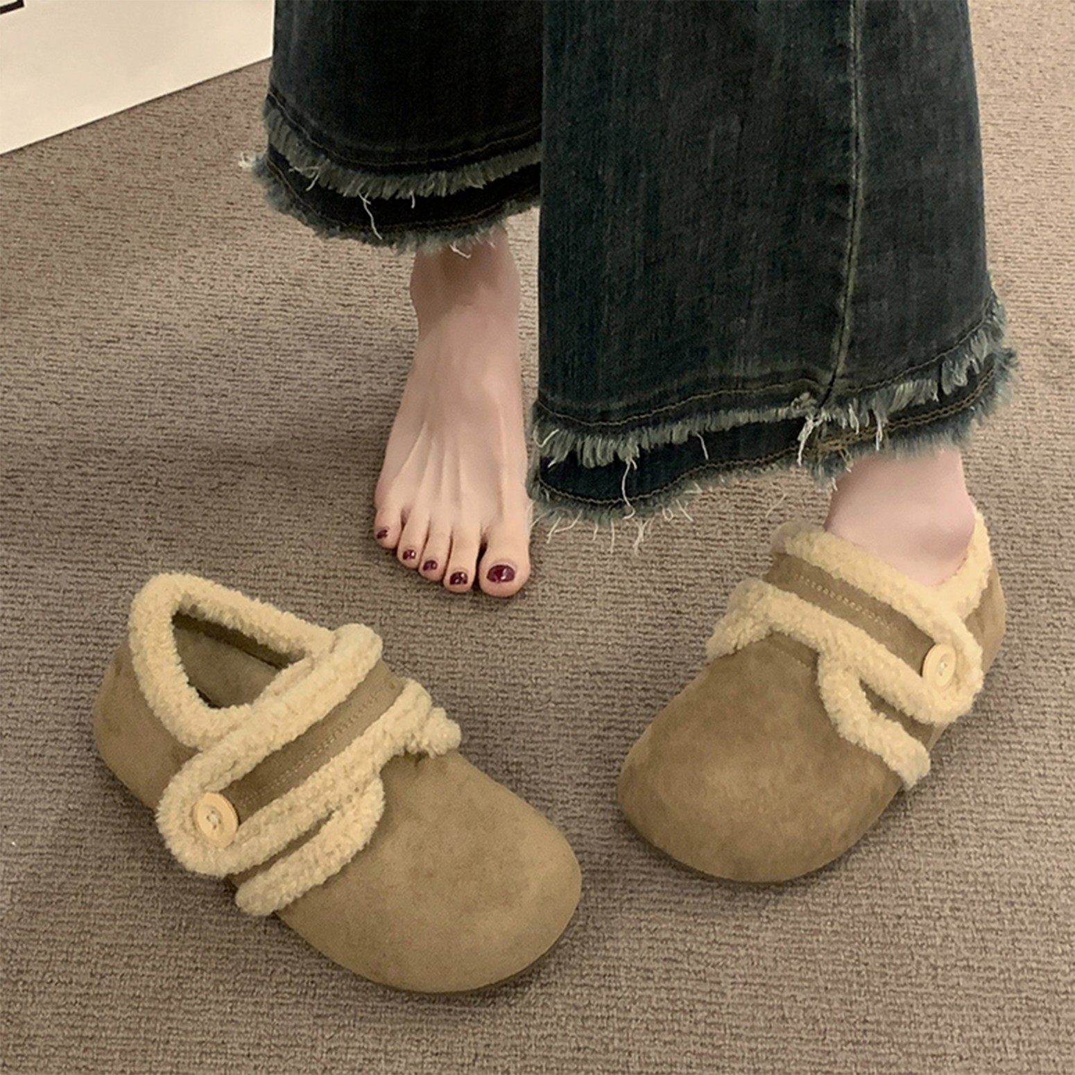 加绒厚底勃肯鞋女冬外穿魔术贴毛毛鞋保暖棉鞋2025新款粉色棉鞋,女鞋,棉鞋,淘宝优惠券,粉丝福利购,淘宝优惠卷