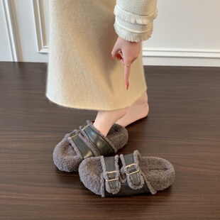 厚底毛毛拖鞋女秋夏外穿勃肯鞋2026新款巨好看毛绒棉拖鞋超火凉拖