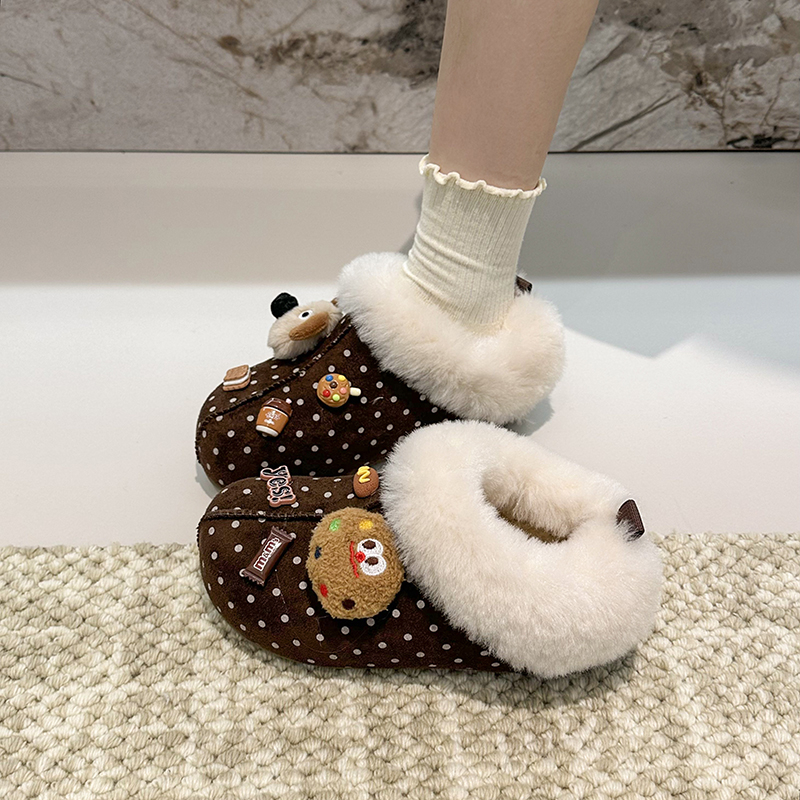 内增高厚底毛毛鞋女2025冬季加绒保暖包头懒人鞋一脚蹬棉拖鞋外穿