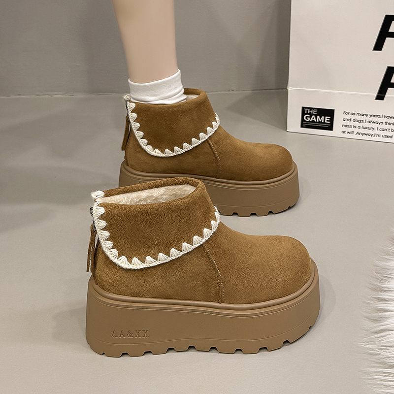 厚底增高加绒保暖勃肯鞋雪地靴女2025冬季新款保暖小个子棉鞋短靴