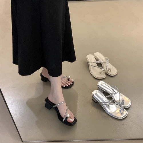 Высокие сандалии, обувь, летняя изысканная пляжная подходит с юбкой, слайдеры, тапочки, французский стиль