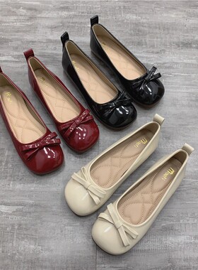 红色复古平底法式玛丽珍鞋女2026新款春秋豆豆鞋浅口晚晚风单鞋子