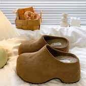 厚底复古增高包头勃肯拖鞋 女秋冬新款 圆头懒人一脚蹬穆勒休闲半拖