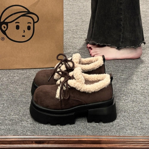 复古黑色东北厚底雪地棉鞋女冬2025新款保暖加绒加厚外穿勃肯鞋子