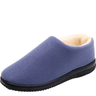 冬季居家一脚蹬加绒保暖棉拖男老北京布鞋软底防滑男士室内毛拖鞋