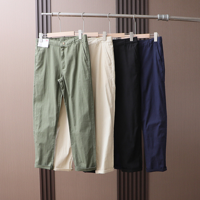 日单尾货亚麻混纺舒适透气夏季男士薄款纯色直筒休闲麻长裤470598