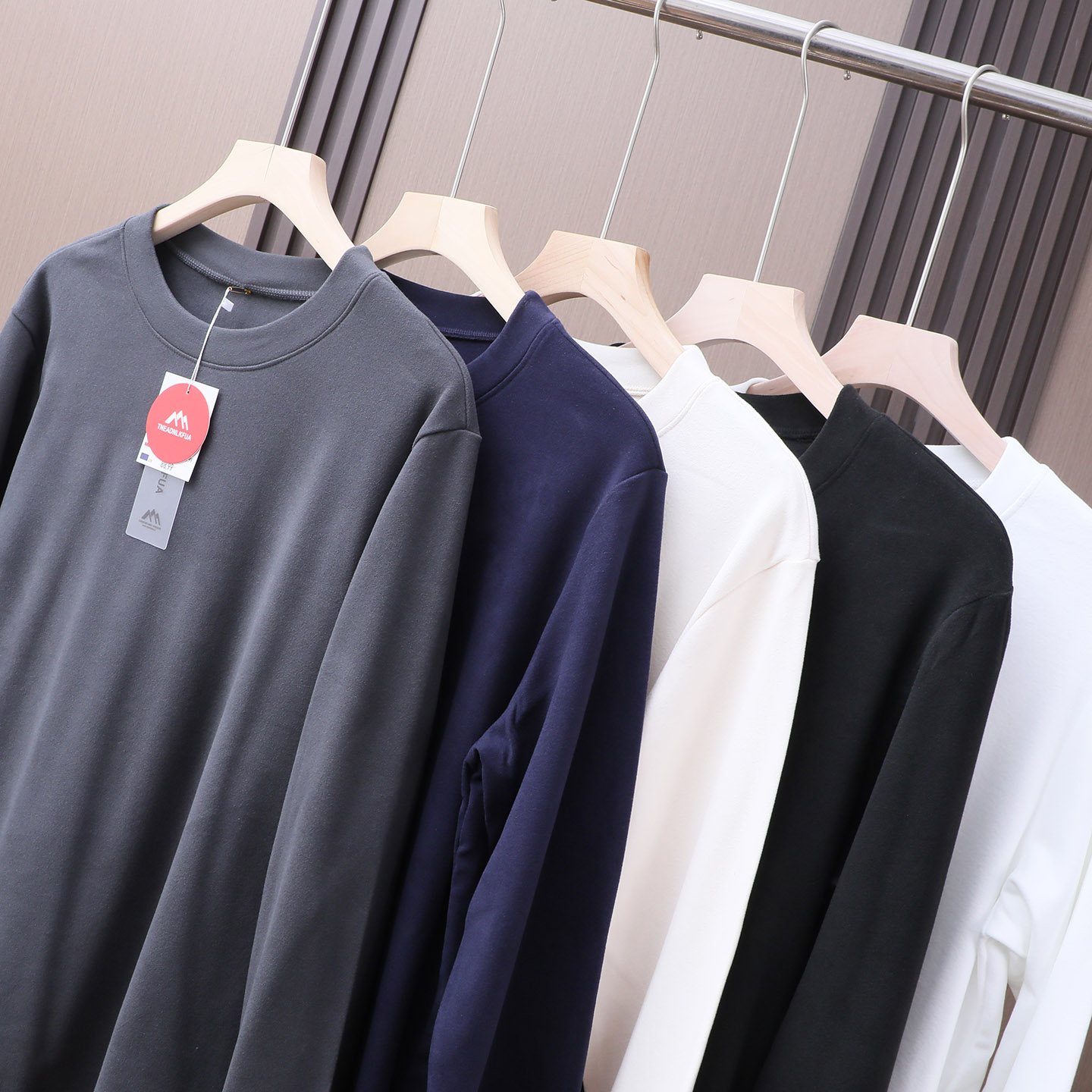 德绒男装休闲圆领打底衫长袖T恤