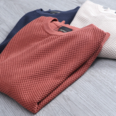 针织毛衣男 套头纯色打底衫 西班牙原单高端菠萝针织衫 圆领弹力修身