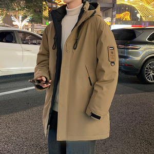 中长款羽绒棉服男士秋冬季棉袄连帽加绒加厚保暖冬装男款棉衣外套
