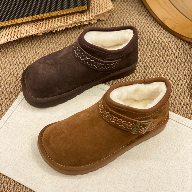 2025冬季新款加绒羊羔毛保暖勃肯鞋一脚蹬复古防滑平底反绒皮棉鞋
