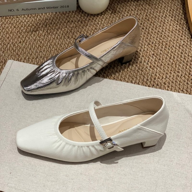 法式方头一字带玛丽珍鞋女2026春季尖头防滑浅口粗跟中跟仙女单鞋,女鞋,玛丽珍鞋,淘宝优惠券,粉丝福利购,淘宝优惠卷