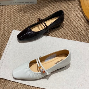 法式方头玛丽珍鞋女2026春季粗跟尖头防滑深口蝴蝶结百搭气质单鞋