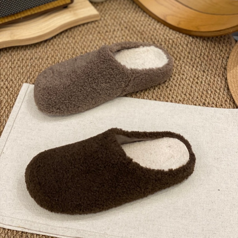 加绒毛毛勃肯鞋2025冬季新款羊羔毛包头半拖外穿一脚蹬保暖懒人鞋