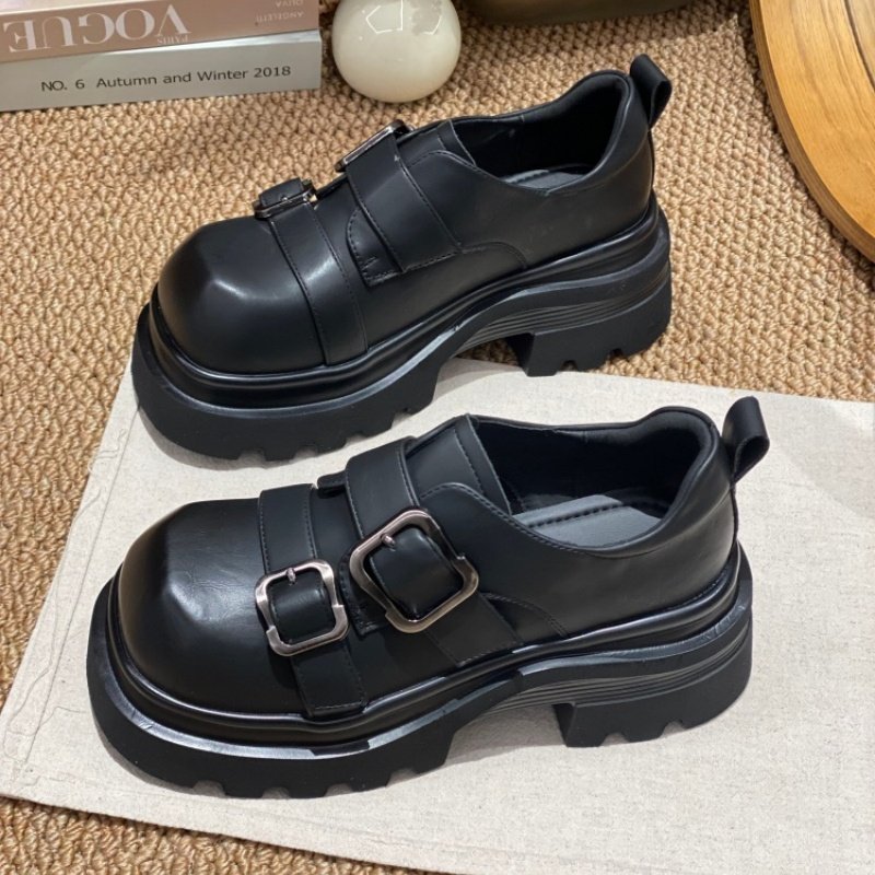 英伦风厚底乐福鞋女2026春季双排扣粗跟深口单鞋增高百搭小皮鞋女,女鞋,深口单鞋,淘宝优惠券,粉丝福利购,淘宝优惠卷