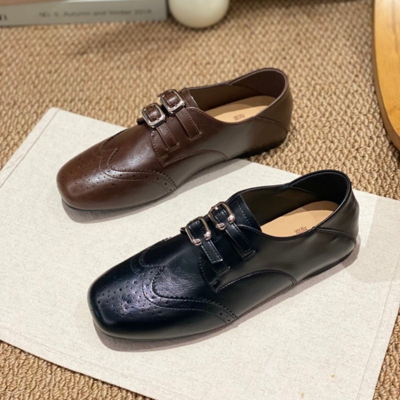 2026春季爆款英伦风真皮布洛克单鞋女方头皮带扣复古乐福鞋深口鞋,女鞋,深口单鞋,淘宝优惠券,粉丝福利购,淘宝优惠卷