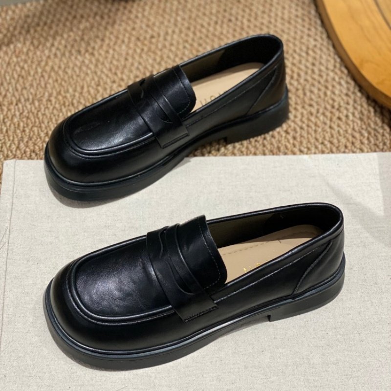 2026春季新款厚底乐福鞋女英伦风圆头一脚蹬粗跟深口单鞋通勤黑色,女鞋,深口单鞋,淘宝优惠券,粉丝福利购,淘宝优惠卷