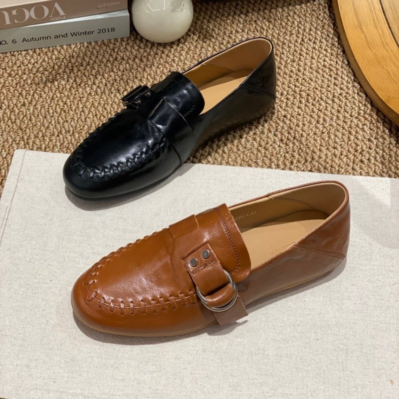 2026春季爆款真皮一脚蹬乐福鞋女休闲皮带扣懒人鞋平底通勤单鞋女,女鞋,勃肯鞋/软木鞋,淘宝优惠券,粉丝福利购,淘宝优惠卷