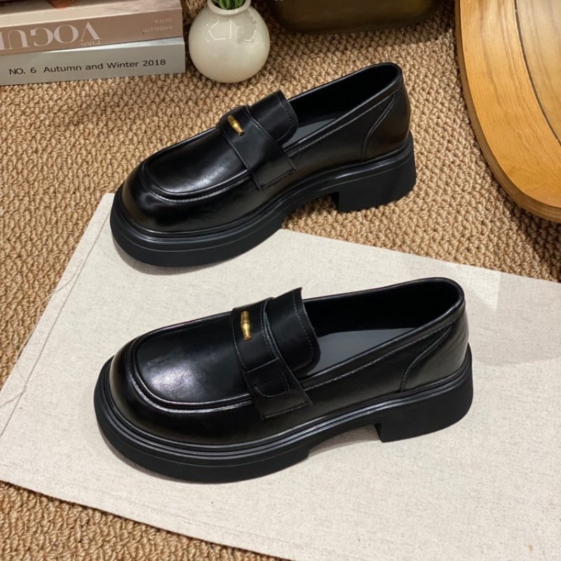 2026春季英伦风厚底乐福鞋女黑色金属扣一脚蹬百搭休闲深口单鞋女,女鞋,深口单鞋,淘宝优惠券,粉丝福利购,淘宝优惠卷