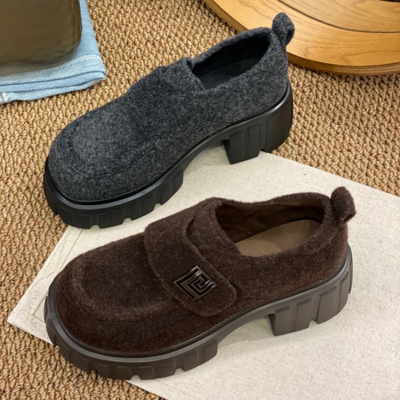 新款圆头勃肯鞋女款2025秋冬新款时尚舒适厚底一脚蹬透气休闲女鞋