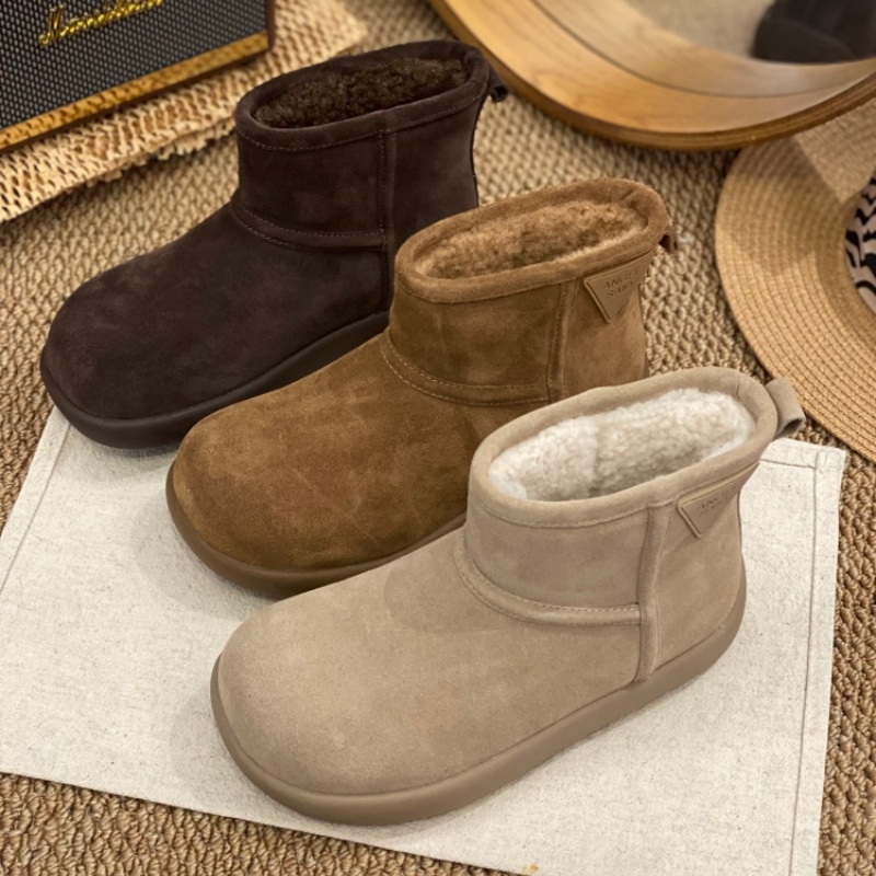 2025新款马丁靴女短筒牛反绒防滑磨砂加厚加绒保暖舒适百搭休闲靴