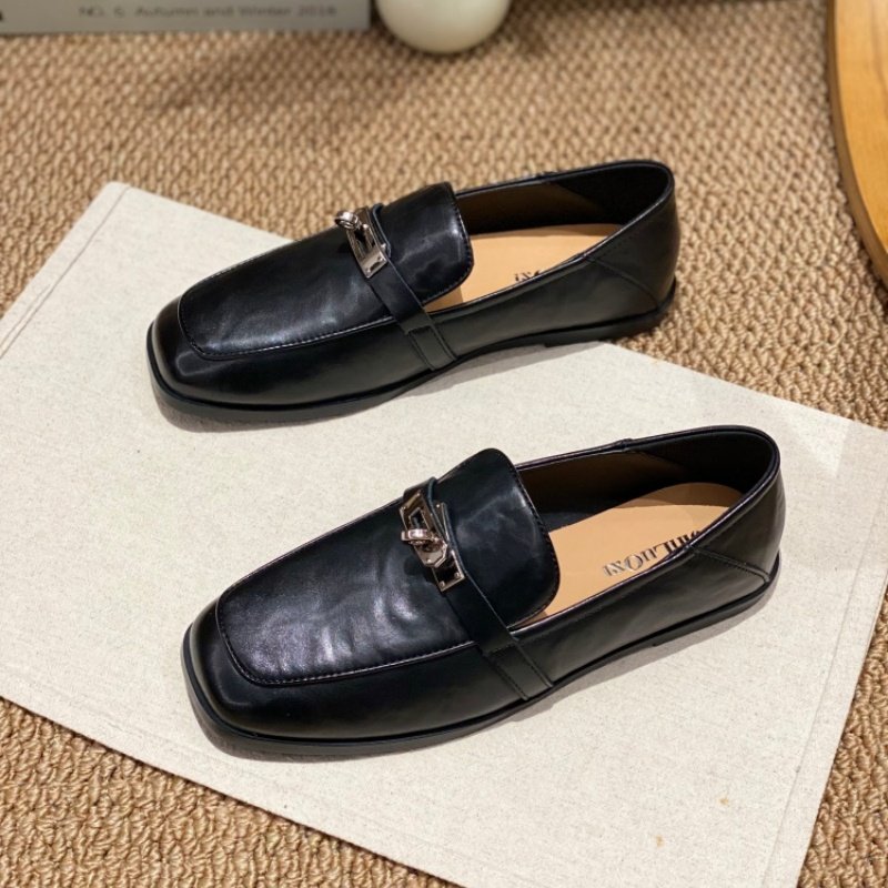 2026春季新款真皮方头乐福鞋女低跟粗跟平底百搭英伦风深口单鞋女,女鞋,深口单鞋,淘宝优惠券,粉丝福利购,淘宝优惠卷