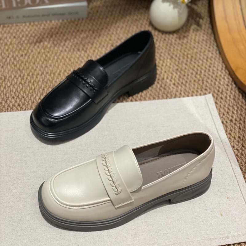 英伦风一脚蹬乐福鞋女2026春季新款通勤鞋粗跟百搭厚底深口单鞋女,女鞋,深口单鞋,淘宝优惠券,粉丝福利购,淘宝优惠卷