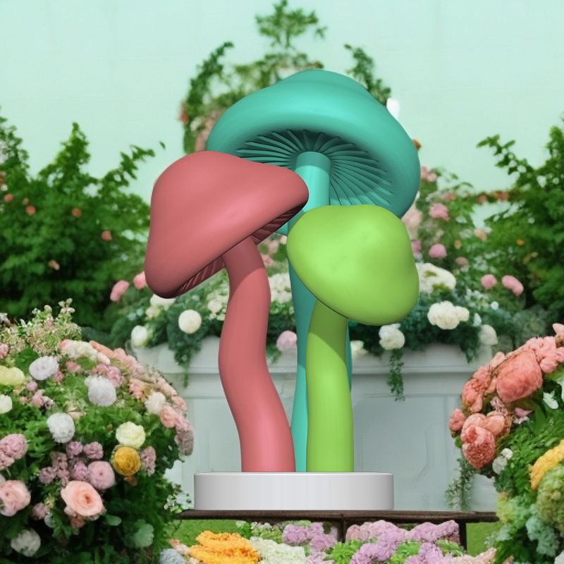 户外玻璃钢植物造景仿真蘑菇雕塑摆件小区售楼处幼儿园草坪装饰品