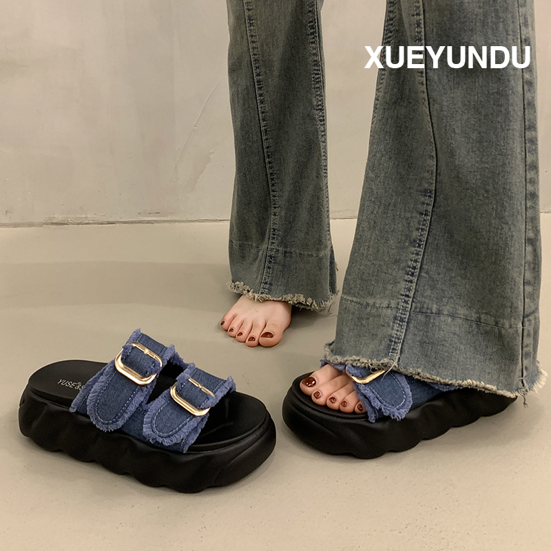 品牌超火绝美厚底增高凉拖鞋女夏外穿时尚高级感2025新款外出坡跟