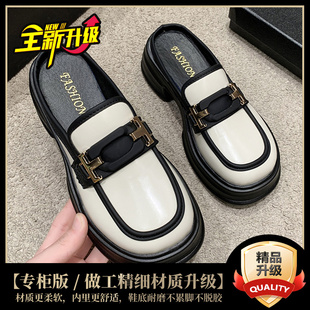 小皮鞋女英伦风单202新款春20300季厚底福法式爆款4软底鞋乐鞋白