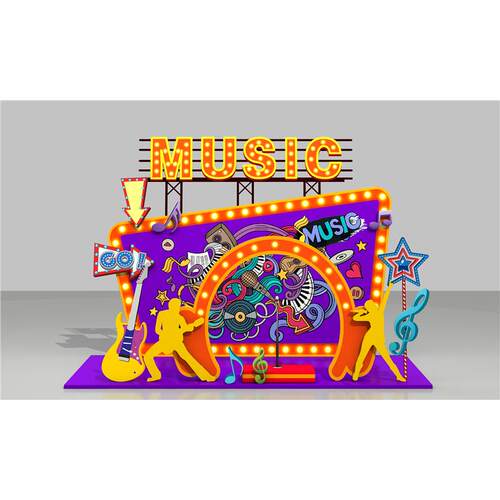 音乐节美陈演唱会拍照框乐队打卡地摇滚乐动dp点music堆头设计图