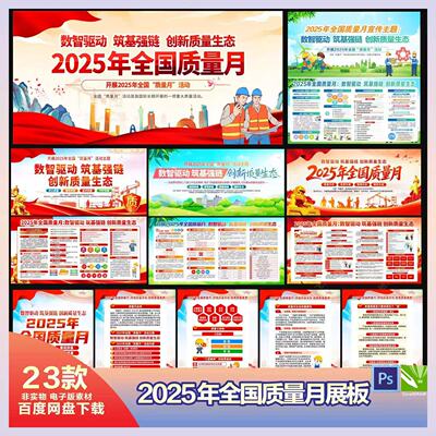 2025年全国质量月宣传栏海报展板三折页挂画PS/CDR素材