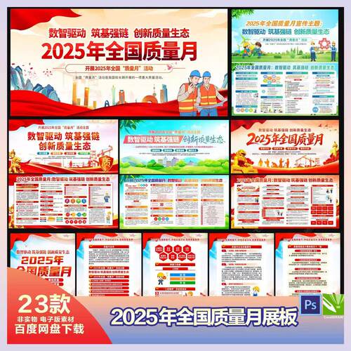 2025年全国质量月宣传栏海报展板三折页挂画PS/CDR素材