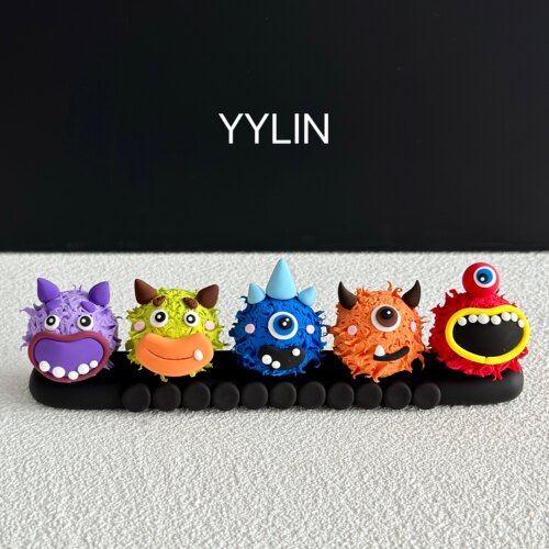 YYLIN·粘土原创五彩小怪兽临时停车号码牌车载挪车牌车载摆件